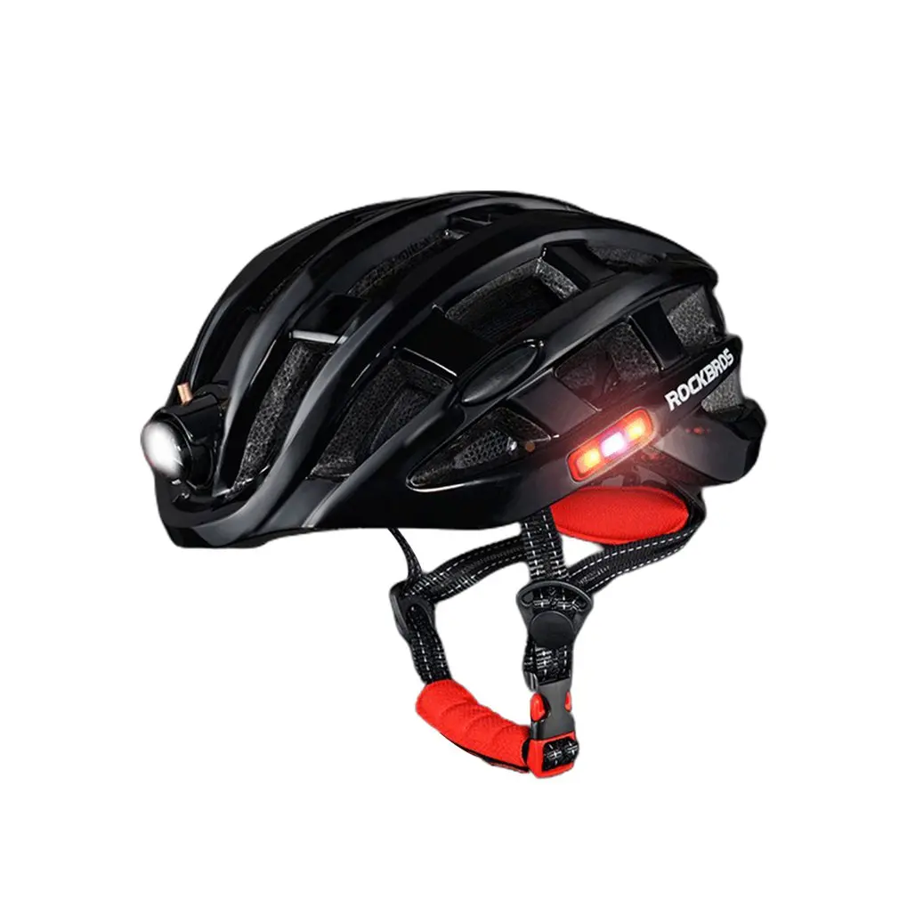 

2020 Bicycle helmet with warning light Riding helmet equipment High-density protective materials Thickened chin pad