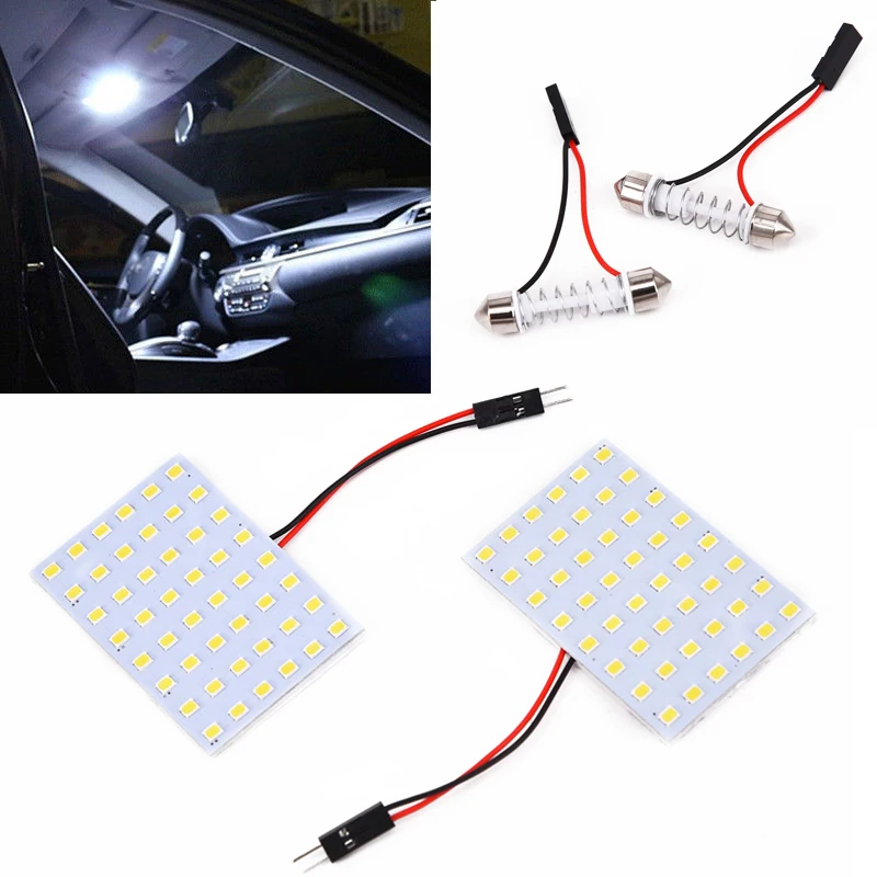 2x 12 вольт автомобильный 48SMD светодиодный Панель свет T10 гирлянда Ba9s Купол Карта интерьерная лампа