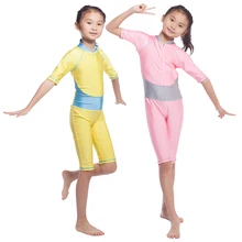 Мусульманские купальники для девочек; Детские Слитные купальники с короткими рукавами; пляжная одежда в арабском стиле; купальные костюмы для дайвинга; Burkinis