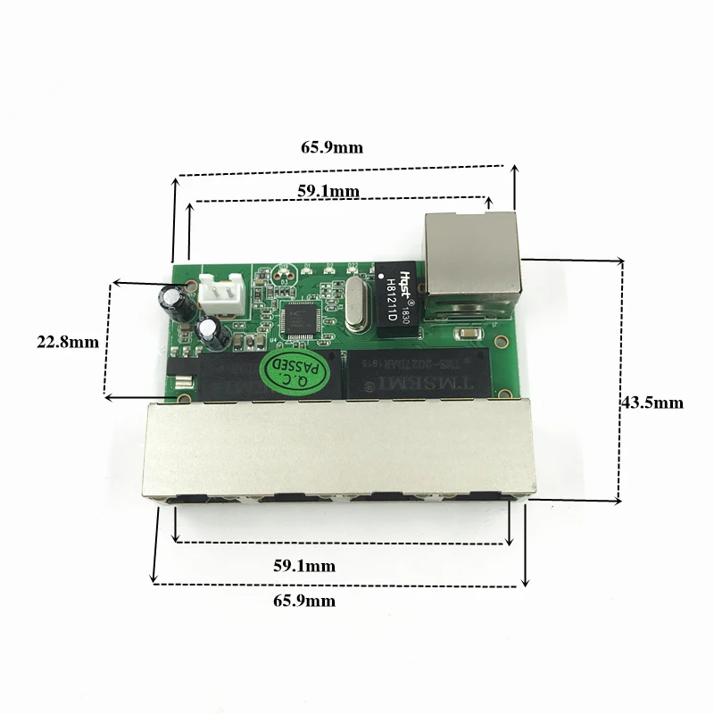 Мини-модуль дизайн ethernet переключатель плат для модуль-коммутатор 10/100 Мбит/с 5 портов PCBA материнская плата OEM 4 PIN