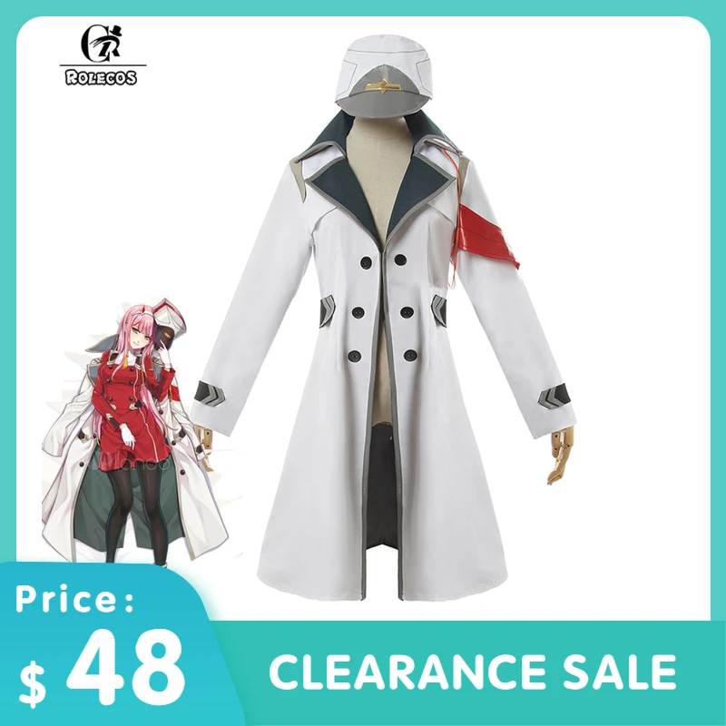 

ROLECOS Anime DARLING In The FRANXX Cosplay Costumes Zero Two Costume Uniform Coat Cosplay Overcoat Cloak Winter Trench With Hat
