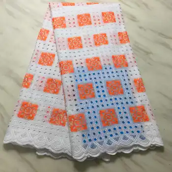 

Latest African Cotton Lace Fabric 2019 High Quality Nigerian Pure Cotton Embroidery Swiss voile Lace Fabrics 5Yards