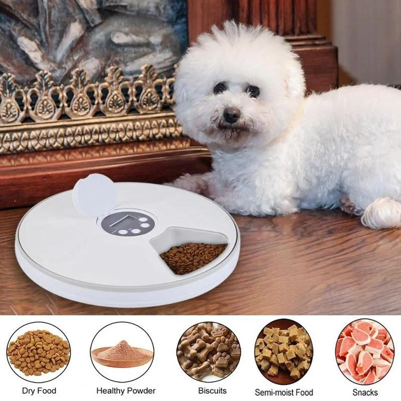 Automatic Pet Feeder Timing Feeder 6 Grids Food Compartments Dog