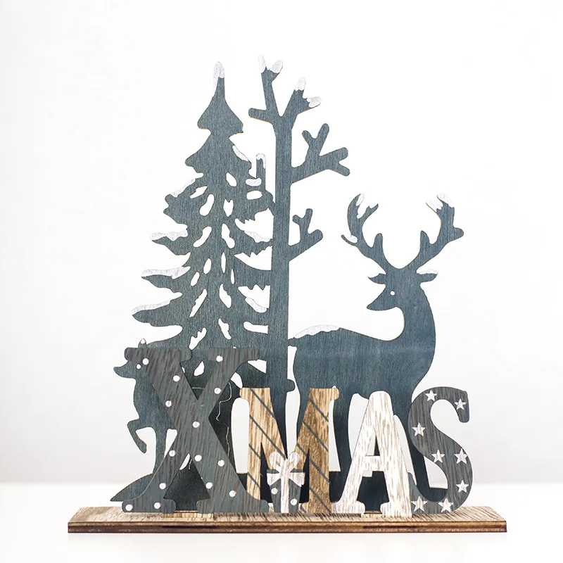 Рождественские деревянные подвески, украшения Санта Клауса, снеговика, деревянные украшения для рождественской елки, детские подарки, украшения - Цвет: Темно-бордовый