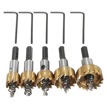 

New 5Pcs HSS 6542 16-30mm Titanium-Plated Serrated Hole Opener Drill Bit Set