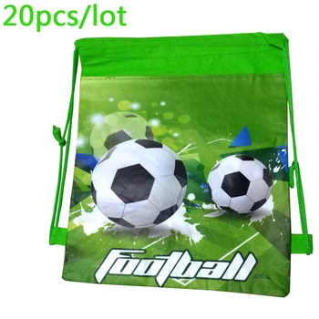 

Decorate Non-woven Fabric Soccer Drawstring Gifts Loot Bags Birthday Baby Shower Events Party Football Theme Mochila 20pcs/lot