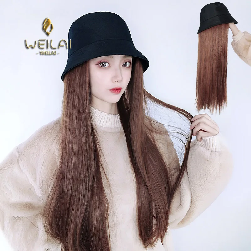 Сетчатая красная шляпа WEILAI с париком рыбака Женская Солнцезащитная Джокер