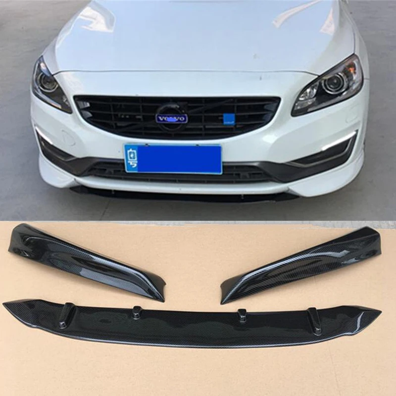 For Volvo S60 Car Front Bumper Splitter Lips 3 Pcs/sets Bumper Diffuser