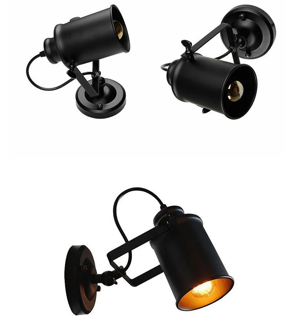 American Retro LED Wall Lamp Loft Style Adjust Sconce Wall Lights Black Rust Iron Light Home Decor Lighting Vintage Luminaire (6)