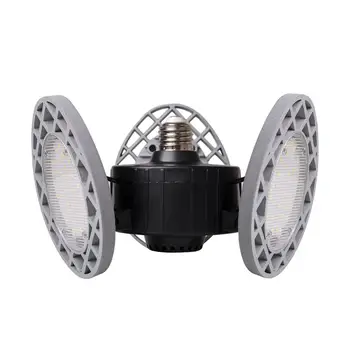 

60W Deformable Garage Ceiling Light 6000LM E26 Basement Light with 3 Adjustable Panels LED Light Bulbs for Workshop 30DC12