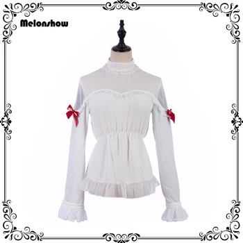 

Melonshow Blouse Women White Plus Size Summer Ladies Blouses and Shirts Tops Woman Shirt Chiffon Ruffle Bow