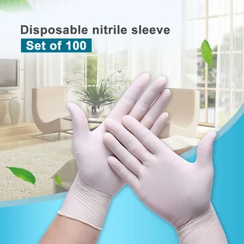

100PCS White Disposable Gloves Waterproof Nitrile Gloves Household Cleaning /Dishwashing/Kitchen/Medical /Work Durable Gloves