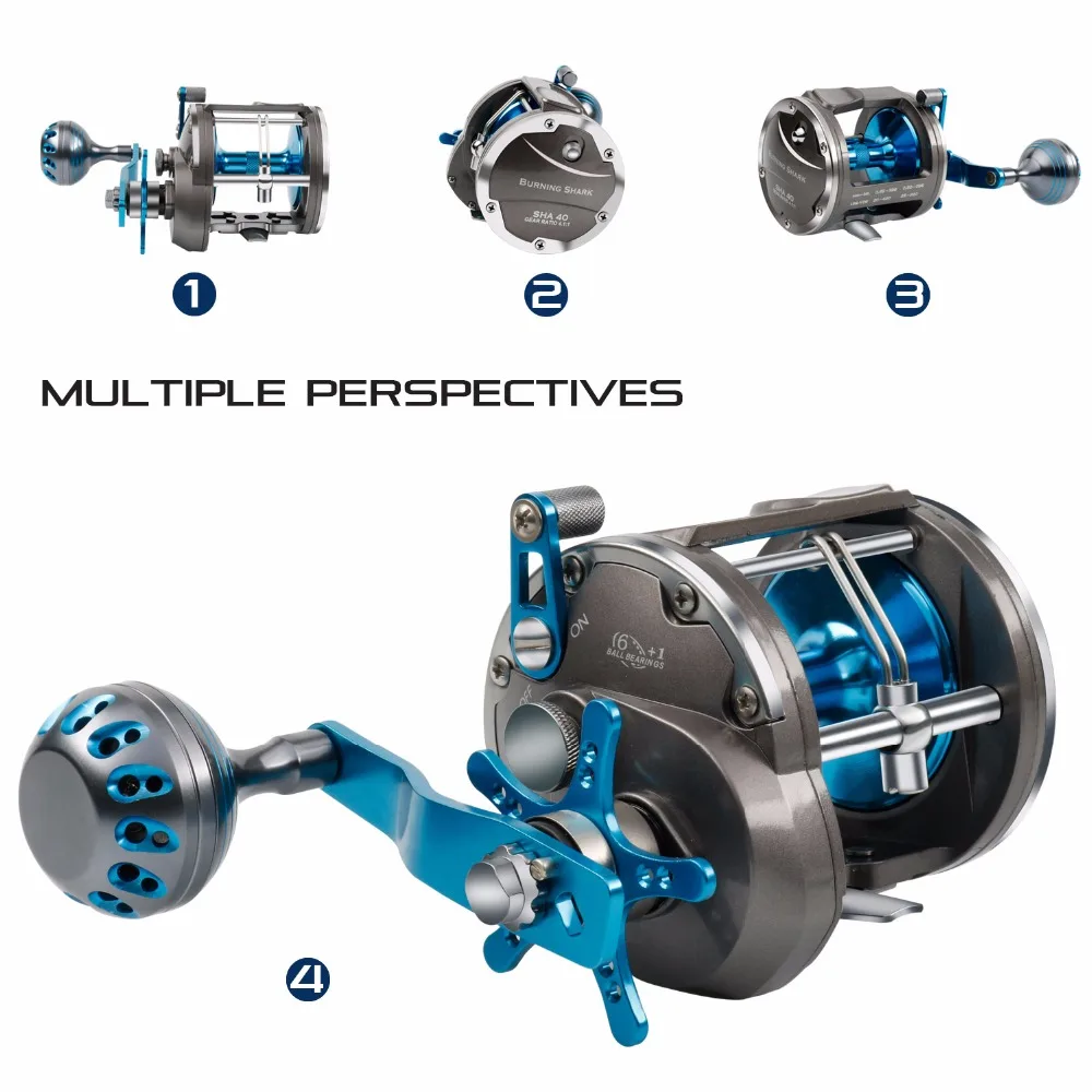 Sougayilang Saltwater Fishing Reels Cast Drum Wheel Trolling Reel Full Metal Boat Saltwater Reel-Right HandOcean Fishing Reel