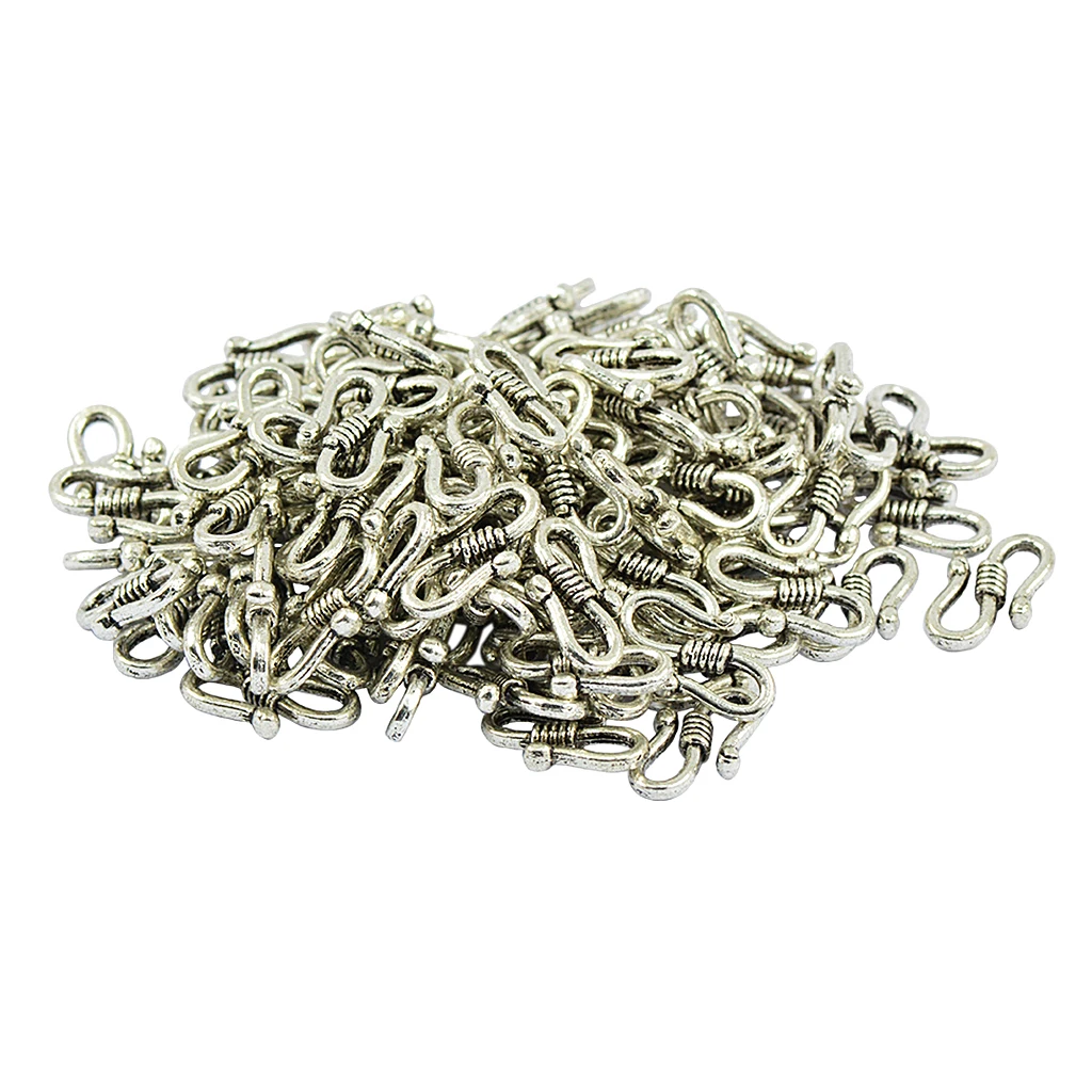 100 Pieces Tibetan silver color S Hook Clasp DIY Jewelry Earring Findings 15x8mm