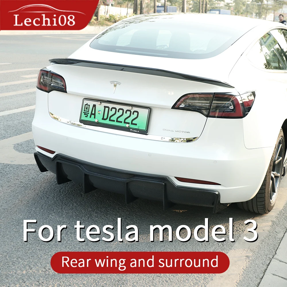 Аксессуары для tesla model 3 бампер карбоновый спойлер трехслойный карбоновые