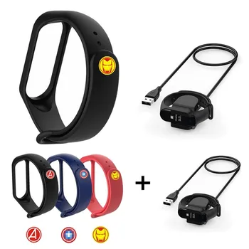 

2in1 Silicone Sport Wrist Strap + 30cm USB For Xiaomi Mi Band 4 3 Smart Watch Band Charger Data Cable For Mi Band4 Power Cable