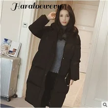 Женский пуховик, зимняя женская куртка, модный длинный пуховик с капюшоном, хлопковое плотное теплое тонкое теплое пальто, верхняя одежда, парки