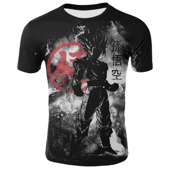 

2019 new men's T-shirt anime Dragon Ball Black Goku Dragon Ball Z T-shirt men's summer fashion 3D printing casual T-shirt