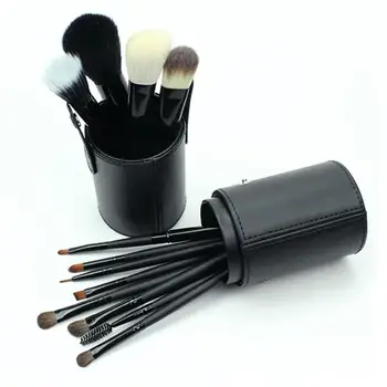

Makeup Brushes PU Barrel Beauty Tools Storage Large Capacity Hand Brush Barrel Makeup Bucket Brushes Tube (Black)