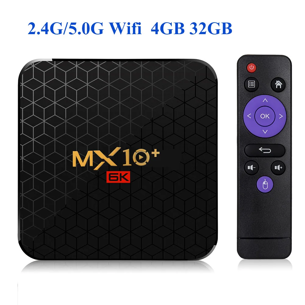 Smart tv box MX10 PRO Android 9,0 Allwinner H6 UHD 4K Media Player 6K Изображение декодирования 4 Гб оперативной памяти, 32/64GB 2,4G WiFi ТВ приставка android smart - Цвет: Plus 32GB dual wifi