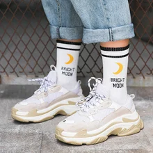 Яркие хлопковые носки в Корейском стиле Харадзюку с английскими буквами; Chaussette Femme; забавные носки в стиле хип-хоп; носки для скейтборда; Лидер продаж