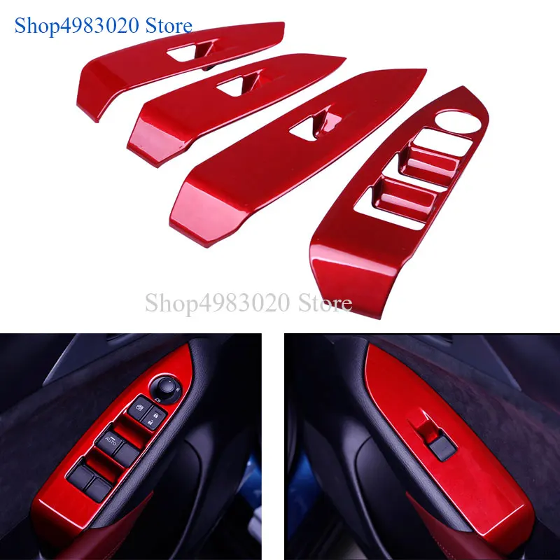 4 шт. ABS красный переключатель направления панель декоративная крышка для Mazda CX3 CX-3 переключатель управления автомобиля Стайлинг Аксессуары