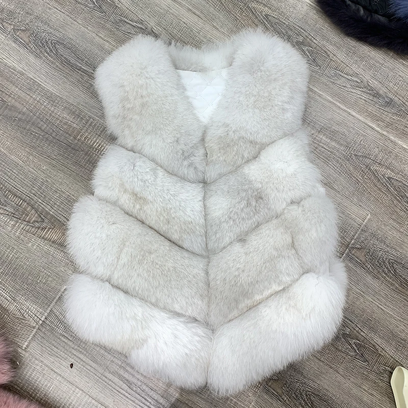 natural blue fox Rf0008B жилет из натурального меха женский короткий стиль натуральный жилет на лисьем меху зимний модный меховой жилет - Цвет: natural blue fox