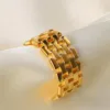 Multi-layer Geometric Brick-shaped Hollow Open Ring Gold Color Wide Punk Style Fashion Adjustable Ring Women Jewelry 4