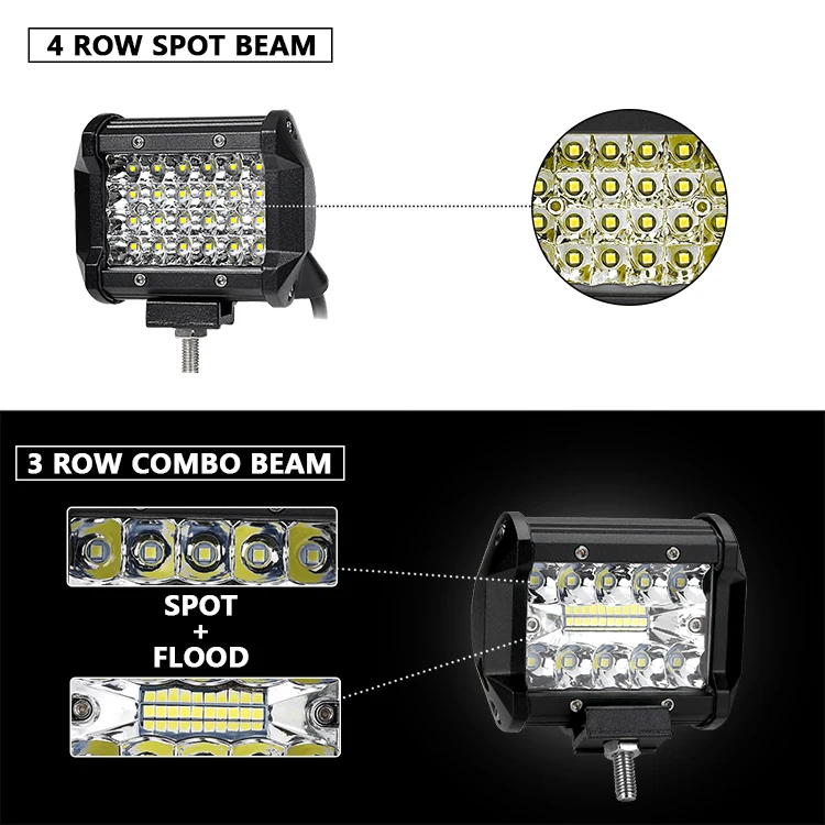 Tripcraft 4/7inch Led Light Bar Worklights 54W 120W Spot Flood Combo Beam for Auto Offroad Tractor Truck 4x4 SUV ATV