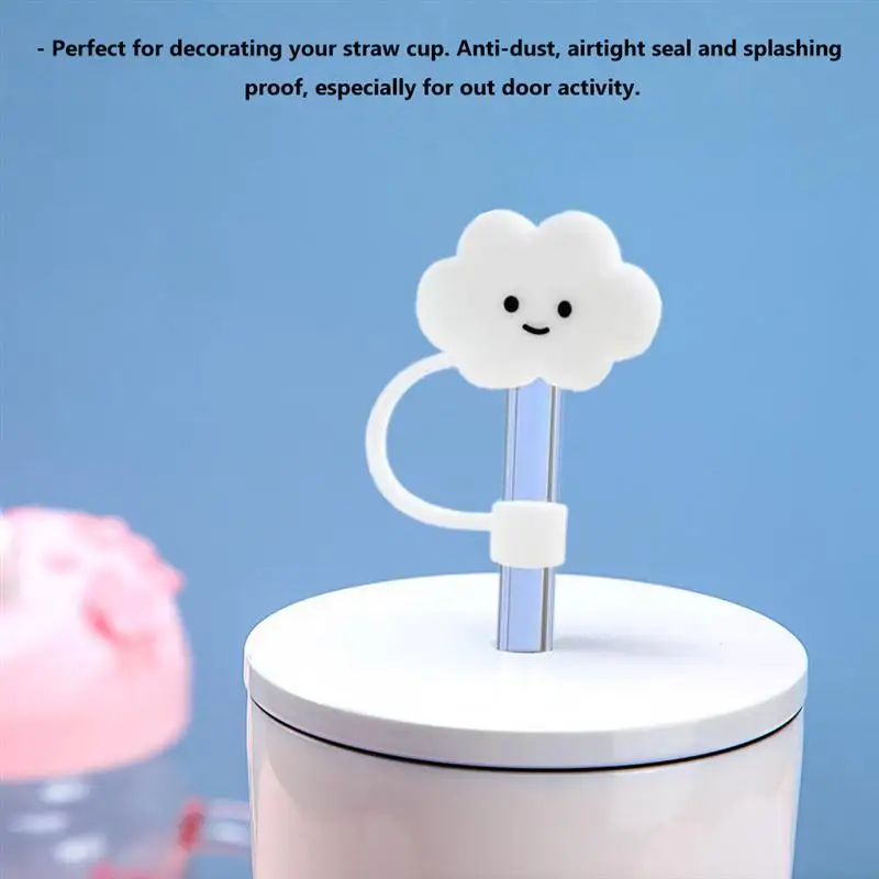 2pcs   Straw Plug Interesting Better Vivid Protector Caps Cloud Shape Straw Tips Cover Daily Supplies for Party