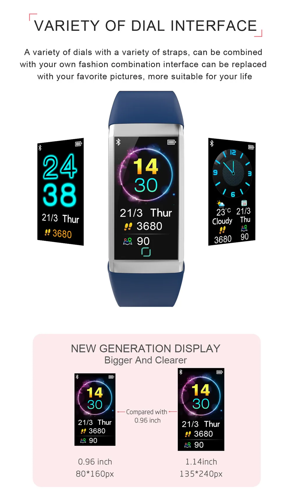 Kaimorui Smart Bracelet Heart Rate Monitor Blood pressure Pedometer Watch Fitness Tracker TD19 Smart Band Wtch For Android Ios