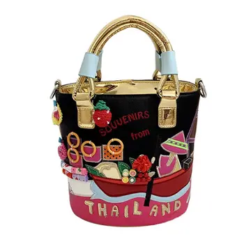 

Women Ladies Embroidery Crossbody Bucket Shoulder Bag Leather Tote Purse Handbag Messenger Satchel M6CC