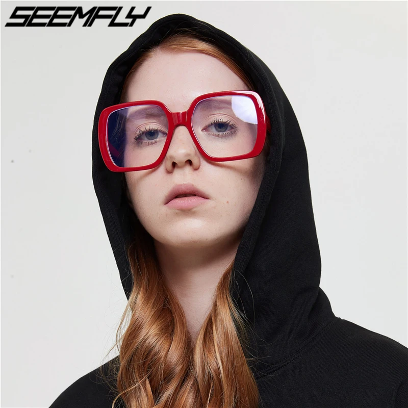 Seemfly модные очки для женщин и мужчин квадратные негабаритные зрелищная оправа для очков прозрачные ретро очки Oculos Gafas