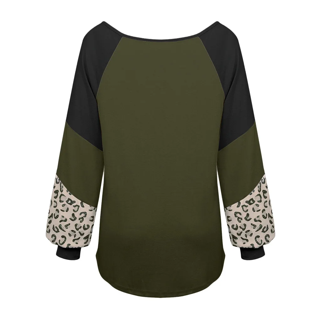 Womail свитшоты зимние свободные женские толстовки со взрывом Мода o-образным вырезом Леопардовый принт сшивание Повседневная Толстовка пуловер