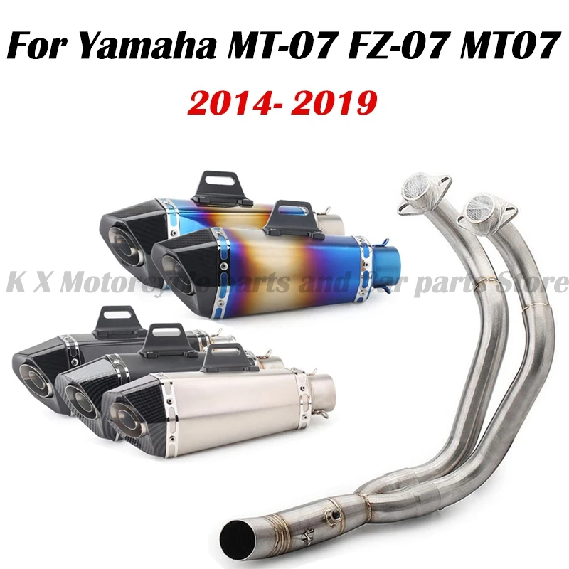 

51mm Motorcycle Exhaust Muffler Modified Front Header Pipe System Slip-On For Yamaha MT-07 MT07 FZ07 2014-2019