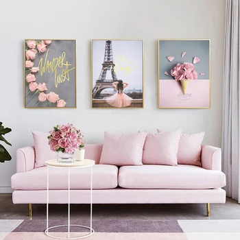 

Pink Rose Nordic Icecream Poster Canvas Wall Art Prints Painting Home Decorative Pictures for Living Room Bedroom