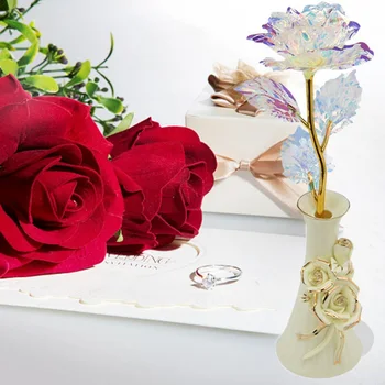 

Valentine's Day 24K Gold Foil Rose Flower Without Box Valentine's Day Lover Gift Birthday Romantic Golden Rose Dropship