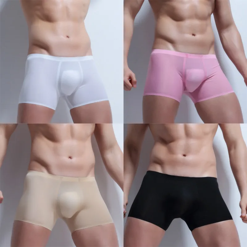 Новые классные трусы боксеры из Ice Silk сексуальный Для мужчин нижнее белье с
