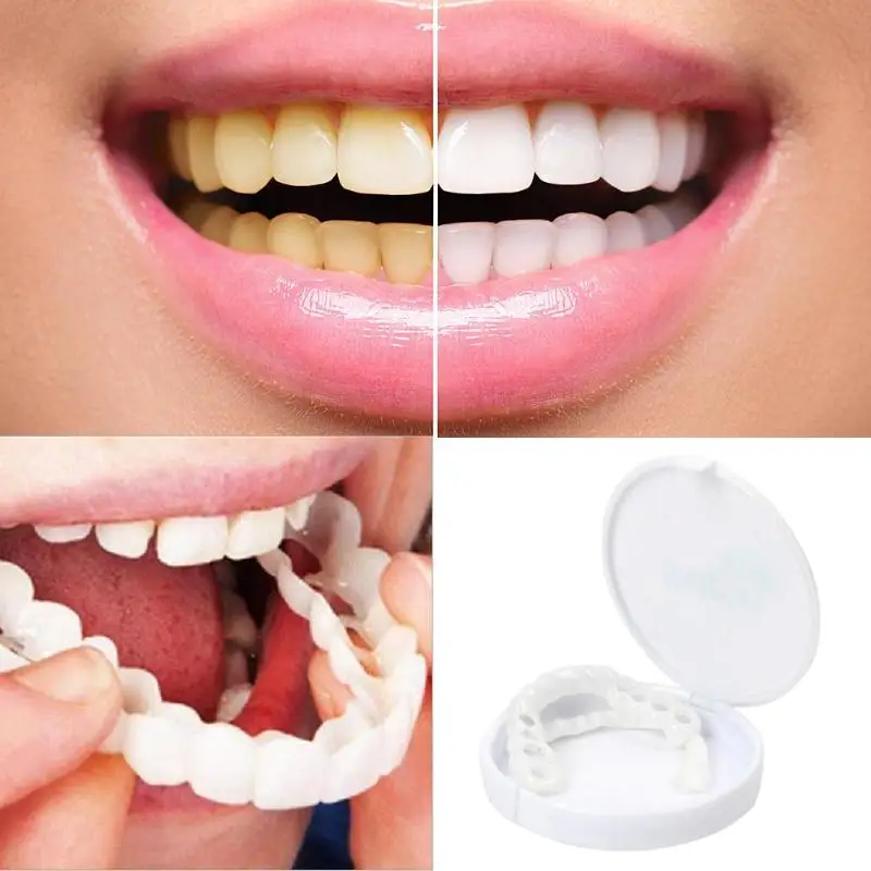 1 Set Reusable Upper Lower Teeth Whitening Denture Silicone Simulation Teeth Brace Set Dental Care Accessories 4