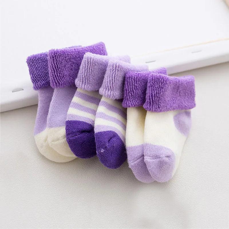 3 Pairs/lot Winter New Thinck Warm Baby Socks Newborn Baby Girl Socks Cute Striped Infant Boy Socks Neonato skarpetki niemowlak