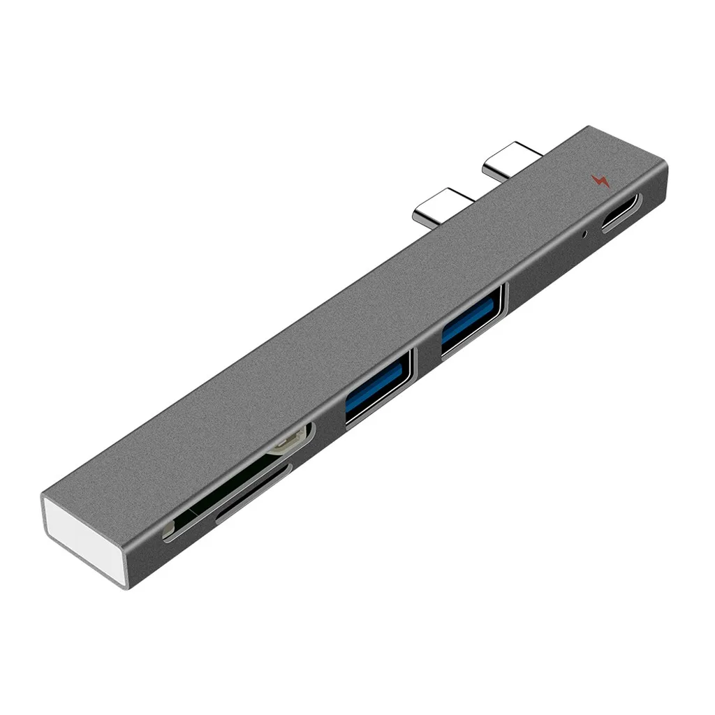 Продуктов USB C концентратор двойной тип C адаптер док-станция с USB PD зарядное устройство SD/TF слот для ПК для Носимых устройств - Color: Gray