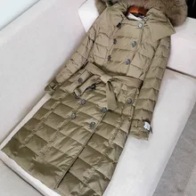 Ozhouzhan Autumn And Winter New Style 7 Grain Double Breasted down Jacket Thick e rong fu Women's with Oversized Fox Fur Co