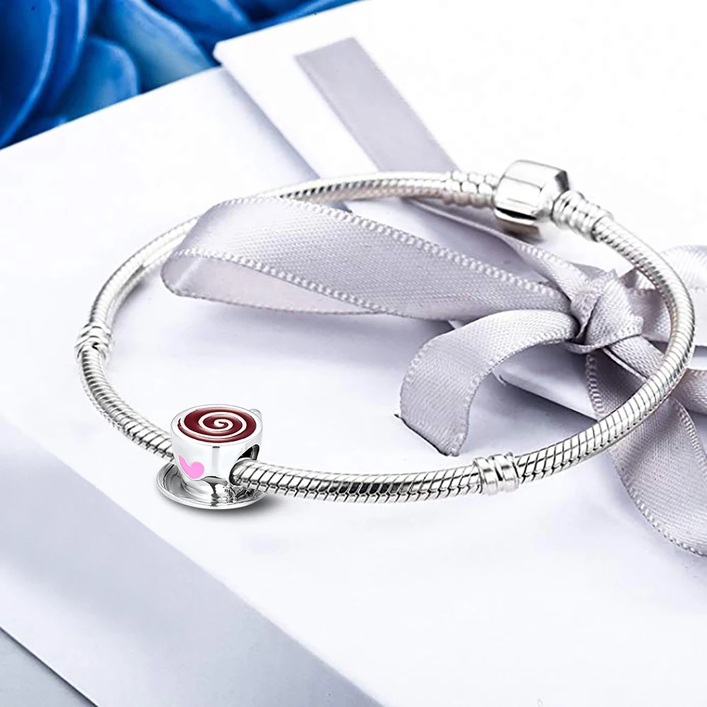 DIY Подходит для Pandora Charms браслеты вкусные кофейные бусины 925 пробы-серебро-ювелирные изделия