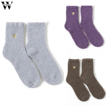 

Womail Women Cotton Socks Love Thicker Anti-slip Coral fleece Floor Socks Carpet Socks Coral Fleece Love Embroidered Warm Socks