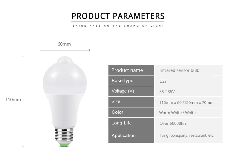 E27, PIR датчик движения, светодиодный светильник, энергосберегающая лампа 12 Вт, 18 Вт, 110 В, 220 В, для кухонного шкафа, лестницы, коридора, ночной Светильник ing