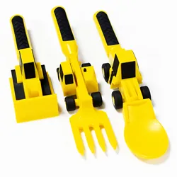 3 unids/set innovadoras de coche para niños vajilla Bulldozer excavadora pala cubiertos niños vajilla utilizando materiales probado para la seguridad