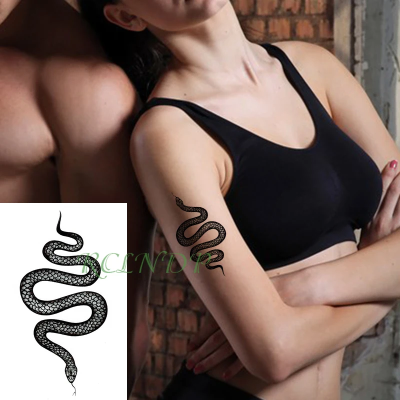 Hot Seller Temporary-Tattoo-Sticker Flash-Tatoo Snake Fake Girl Waterproof Personality Women Black y5Kd86GXW