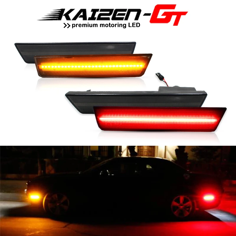 

Smoked/Clear Lens Front Amber Rear Red Car Fender Sidemarker Lights For 2008-2014 Dodge Challenger, For 2011-2014 Dodge Charger