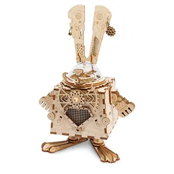 

Diy Creative Gifts 3D Wooden Music Box Mechanical Music Box Robot Home Decoration Punk Rabbit Crafts