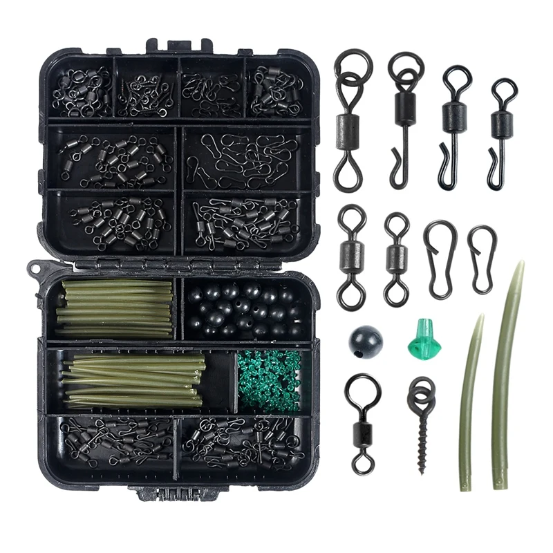 Carp Fishing Tackle Kit, 300pcs/box Including Anti Tangle Sleeves Hook